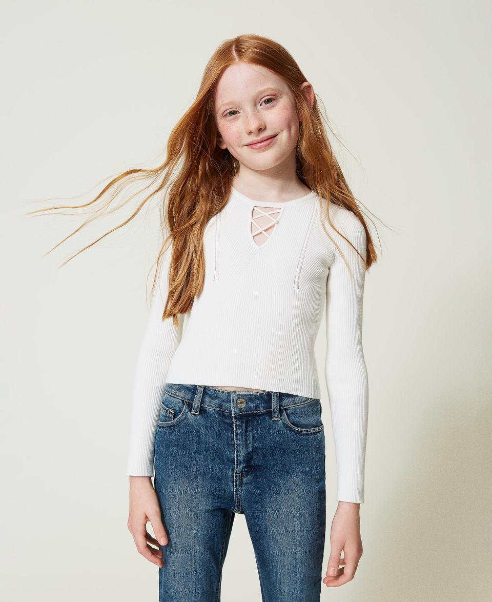 Twin Set Maglia a costine con intreccio