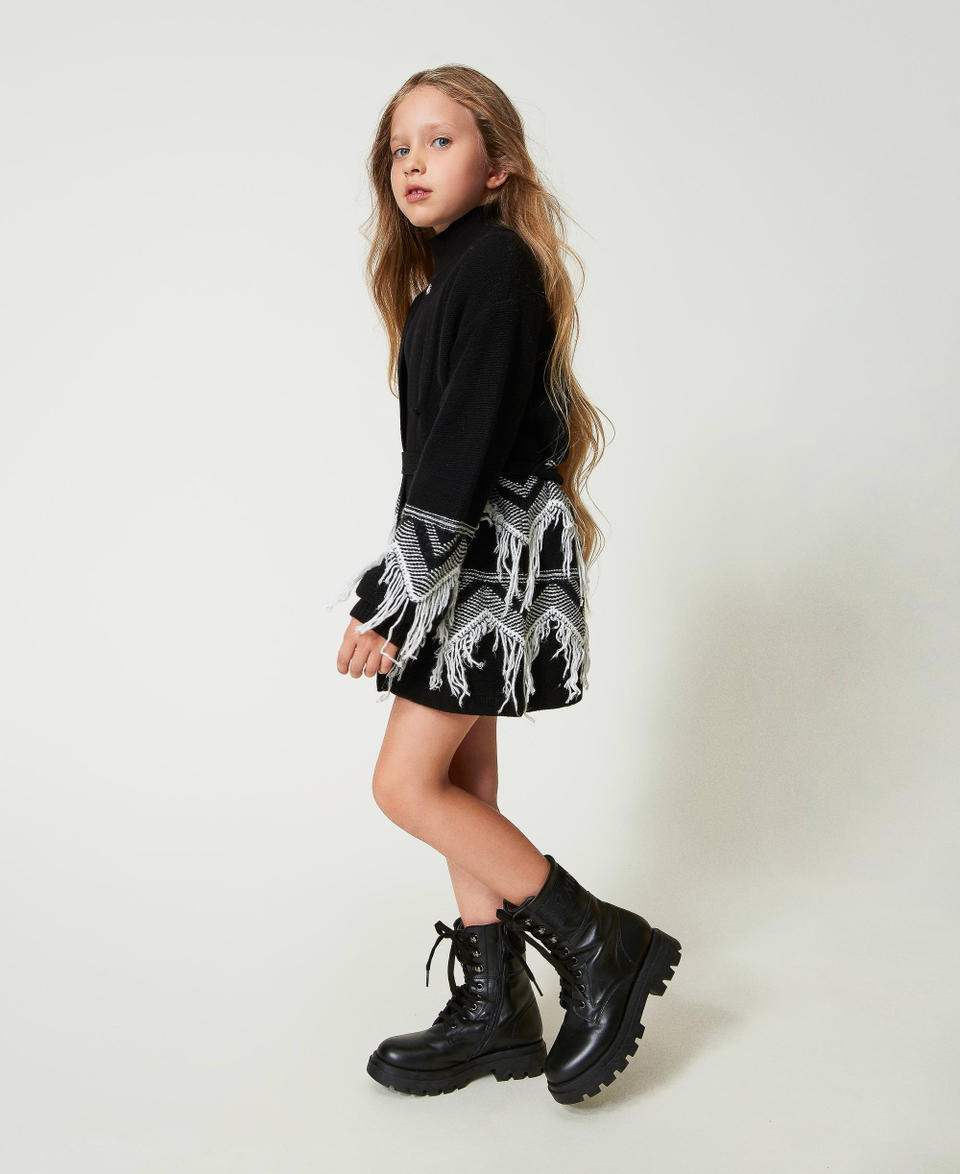 Twin Set Cappotto in maglia misto lana con frange Offerta