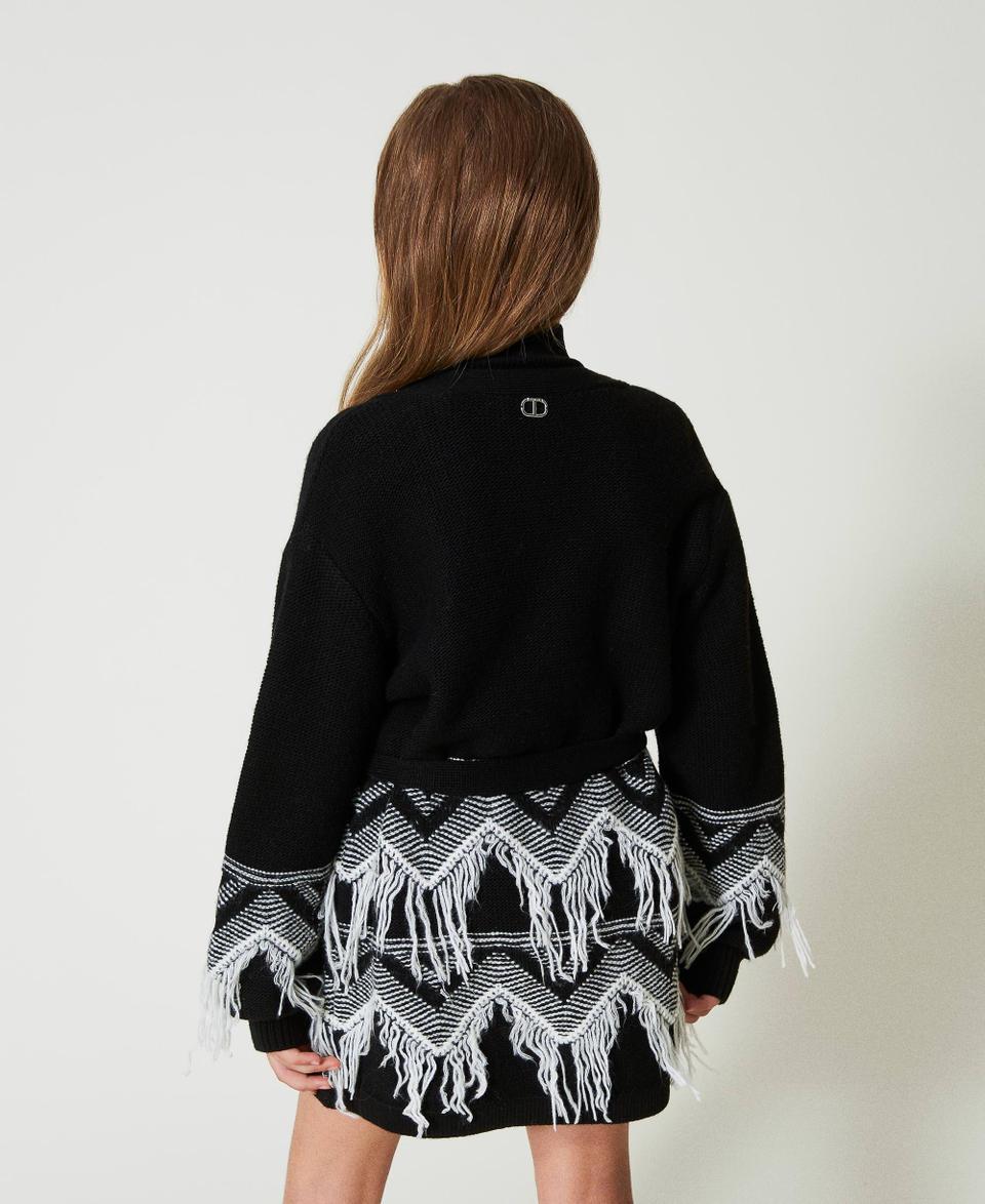 Twin Set Cappotto in maglia misto lana con frange Offerta