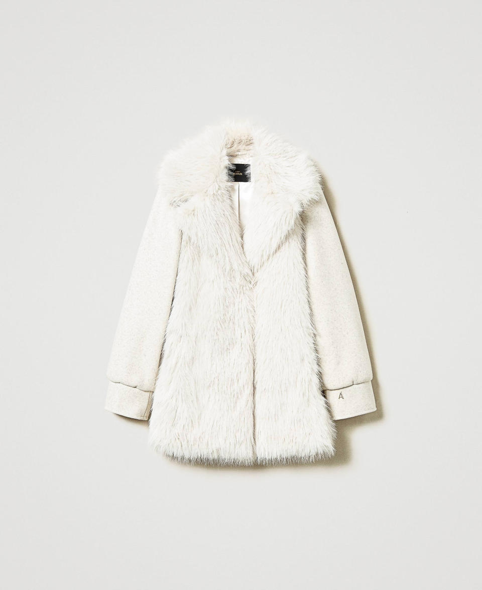 Twin Set Cappotto in panno e faux fur Vendite Flash
