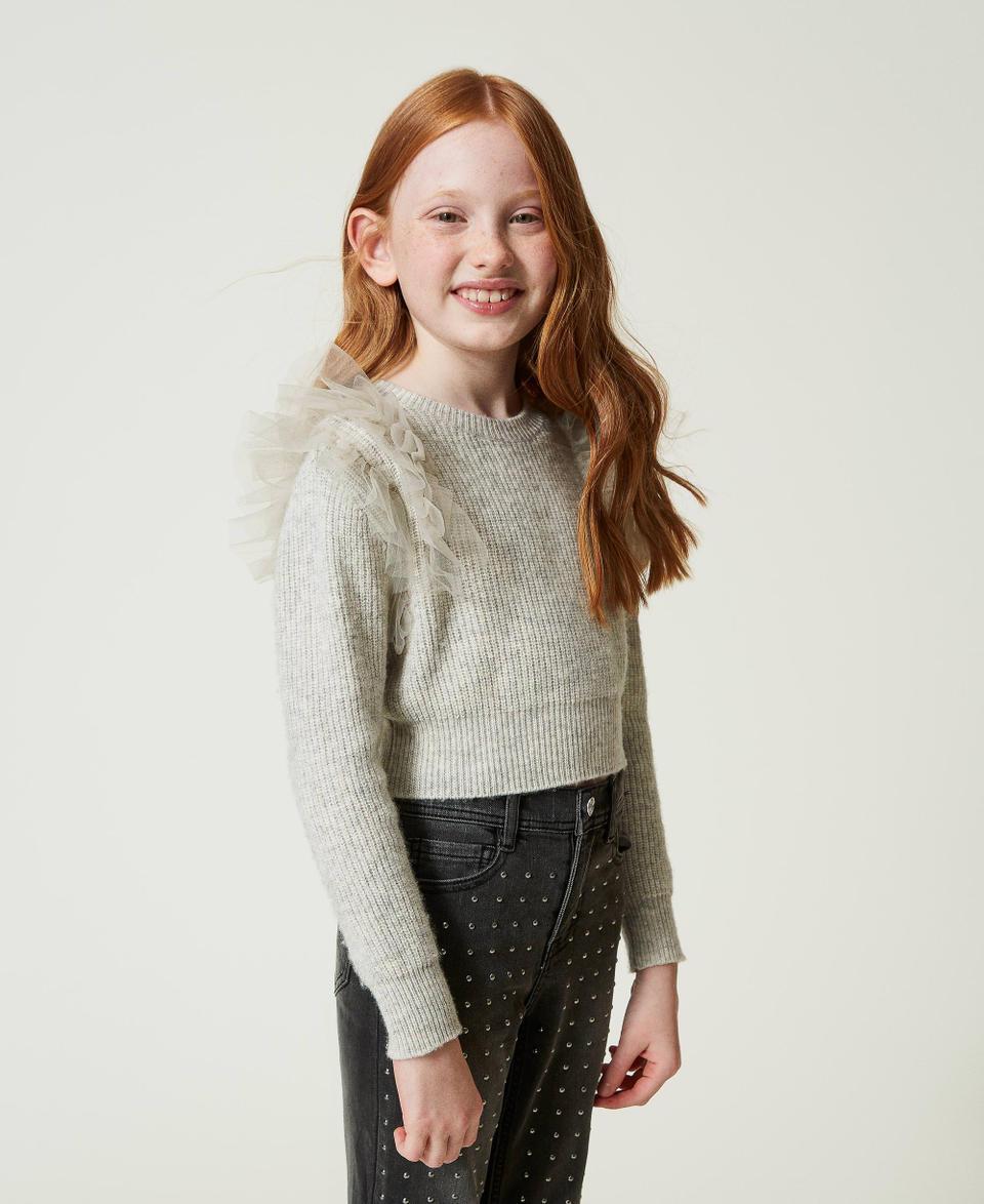 Twin Set Maglia regular con balze in tulle Vendite stagionali