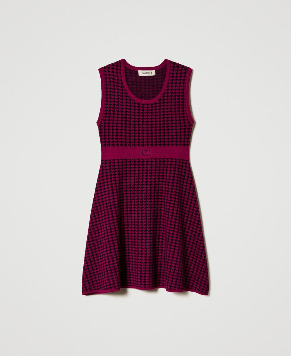 Twin Set Abito corto in maglia jacquard pied de poule Offerta migliore