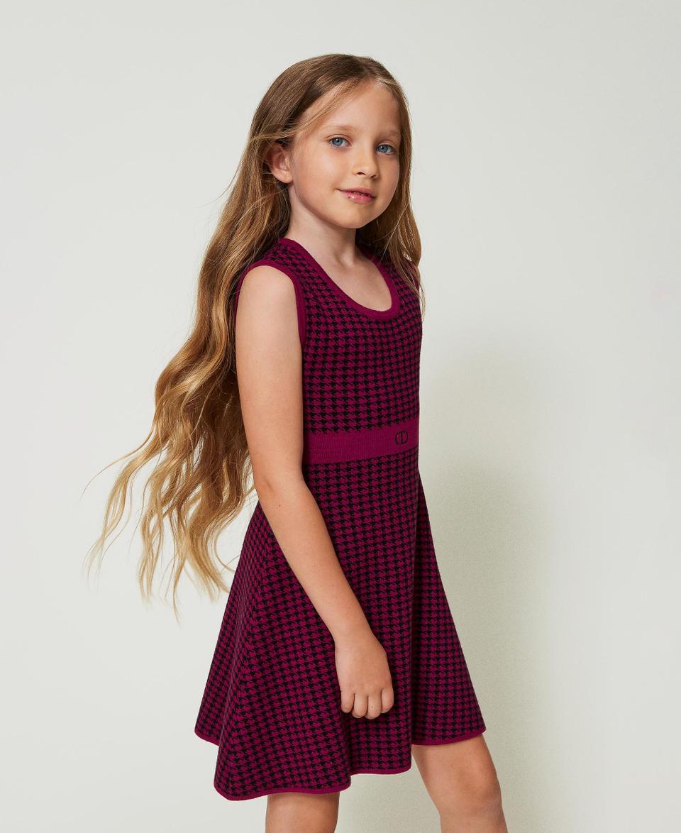 Twin Set Abito corto in maglia jacquard pied de poule Offerta migliore