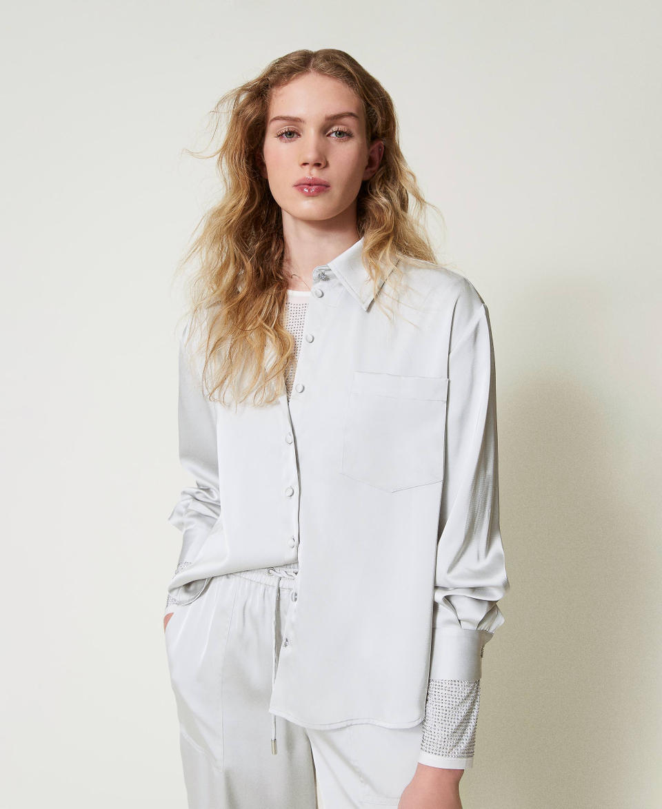Twin Set Camicia in raso con bottone gioiello Rilascio limitato