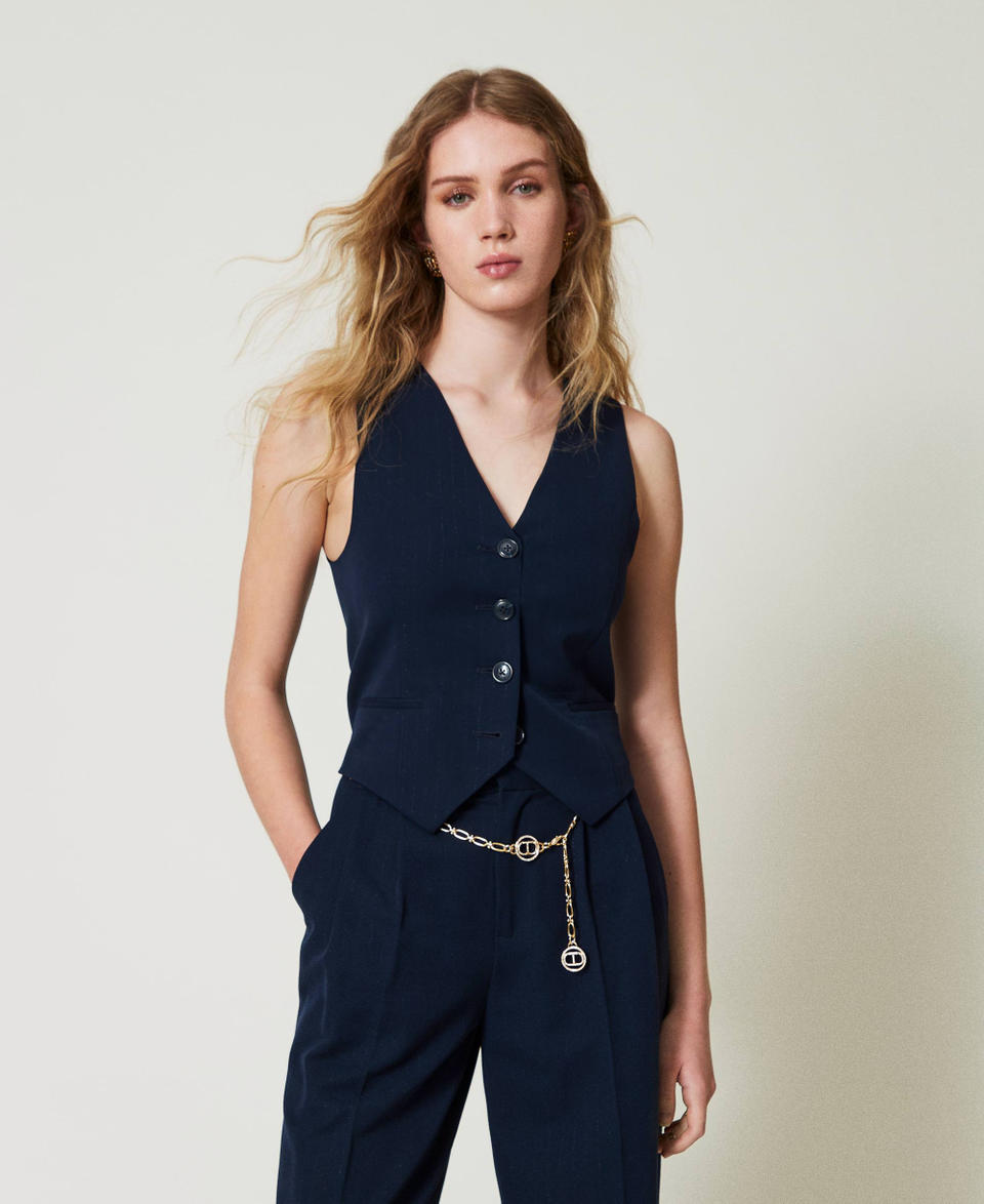 Twin Set Gilet fitted gessato lurex