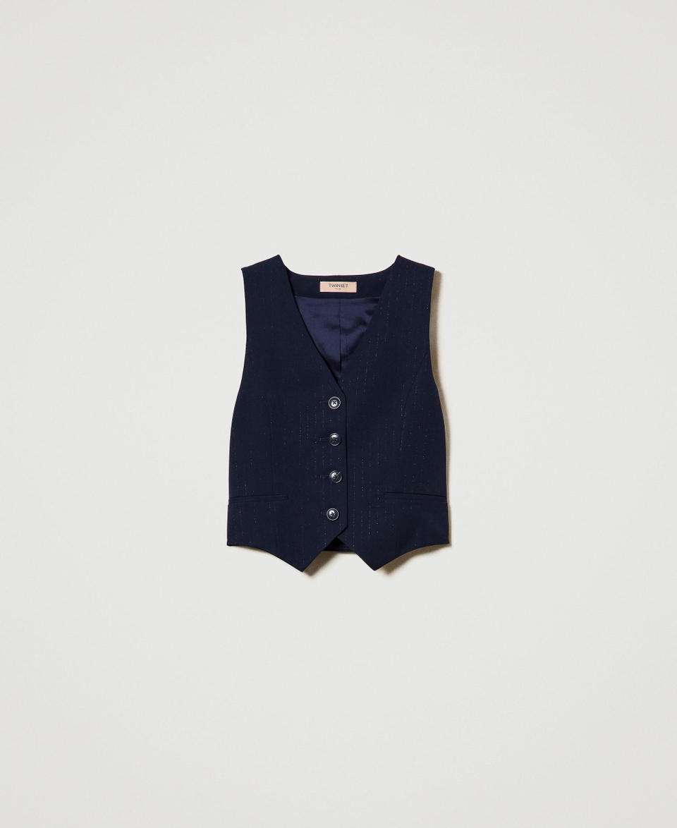 Twin Set Gilet fitted gessato lurex ACQUISTA ORA