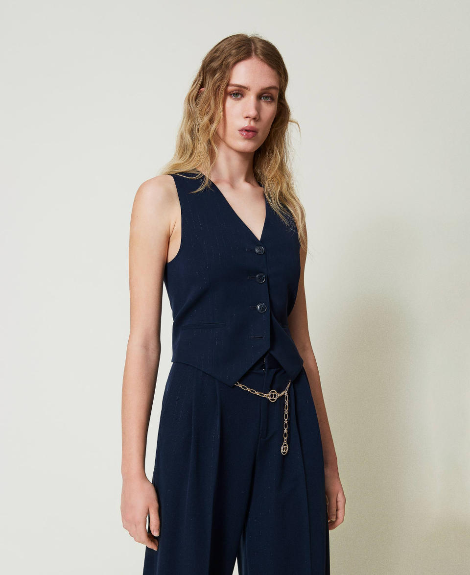 Twin Set Gilet fitted gessato lurex ACQUISTA ORA