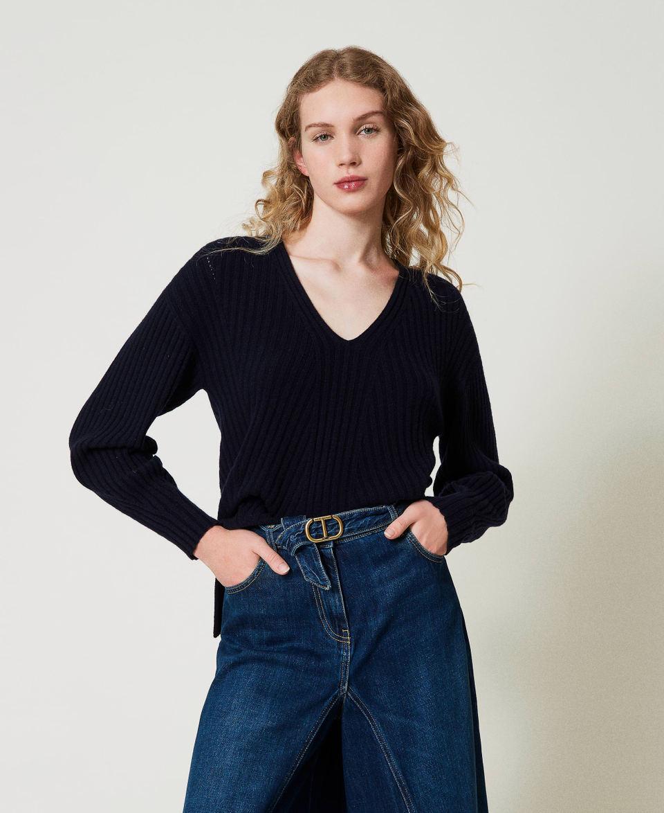 Twin Set Maglia in lana e cashmere a costine Latest stili