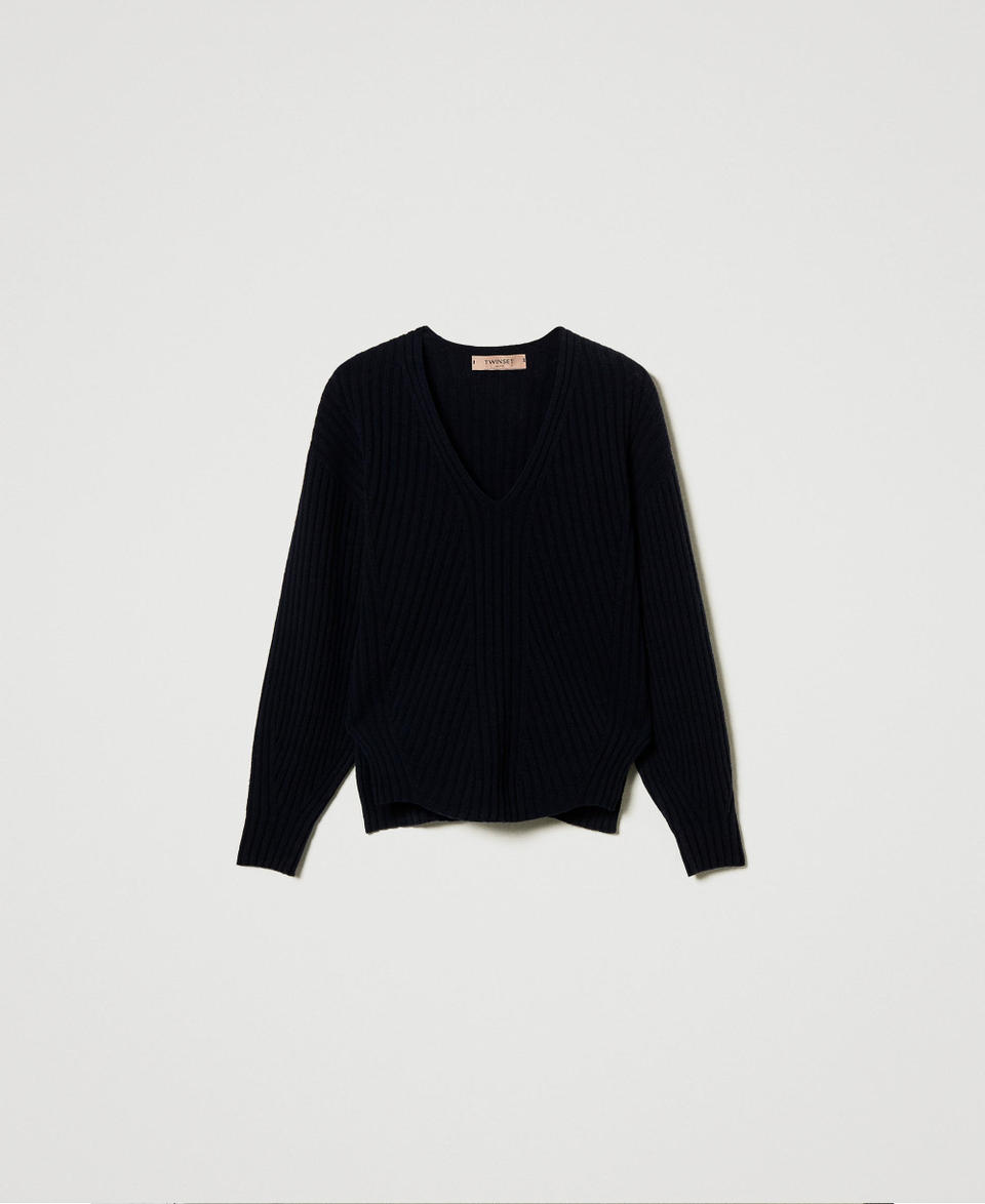 Twin Set Maglia in lana e cashmere a costine Latest stili
