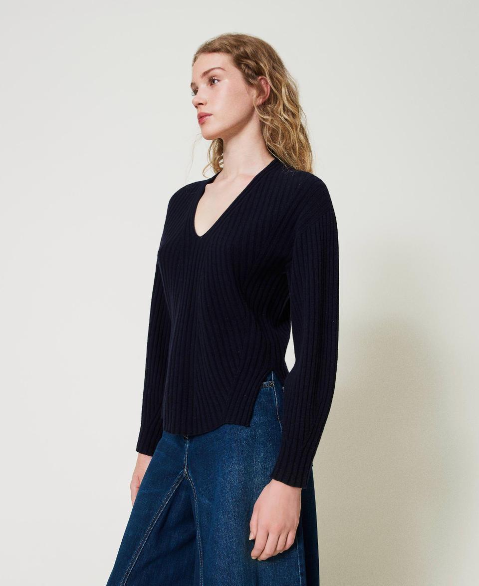Twin Set Maglia in lana e cashmere a costine Latest stili