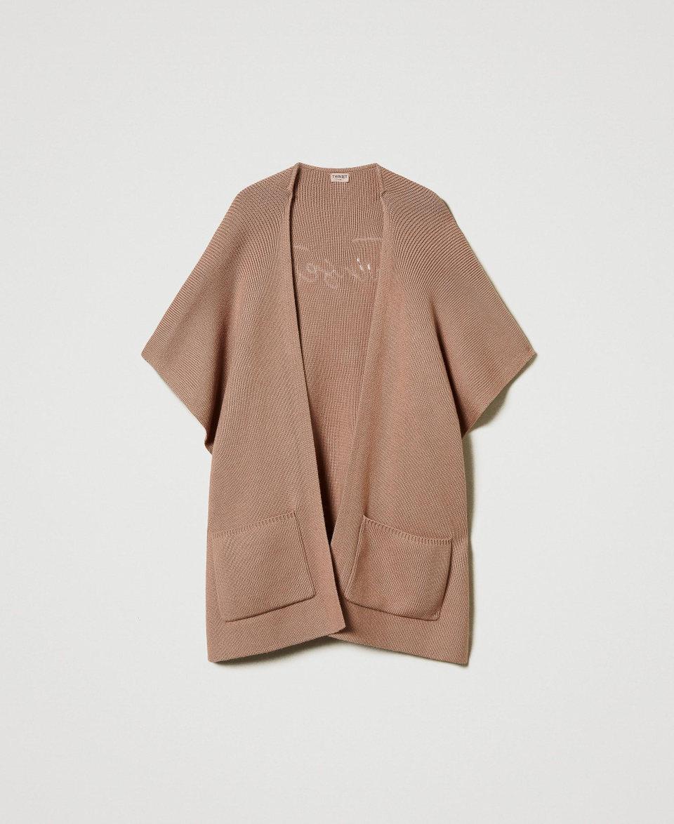 Twin Set Poncho in maglia con ricamo logo Ultimi due giorni