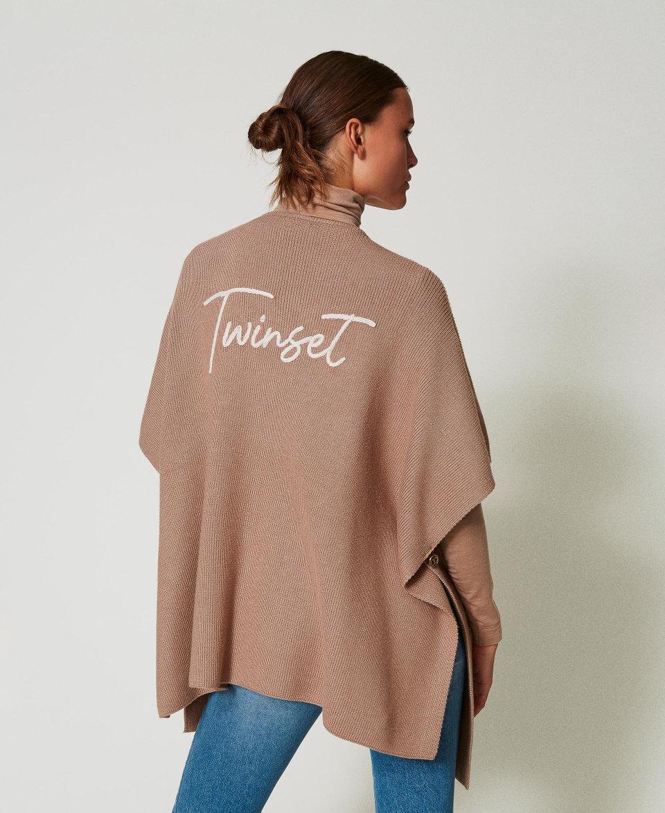 Twin Set Poncho in maglia con ricamo logo Ultimi due giorni