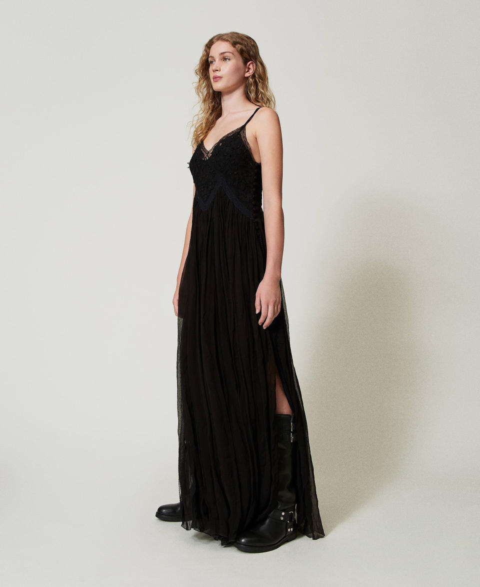 Twin Set Abito lungo in creponne e tulle Fino al 55% di sconto