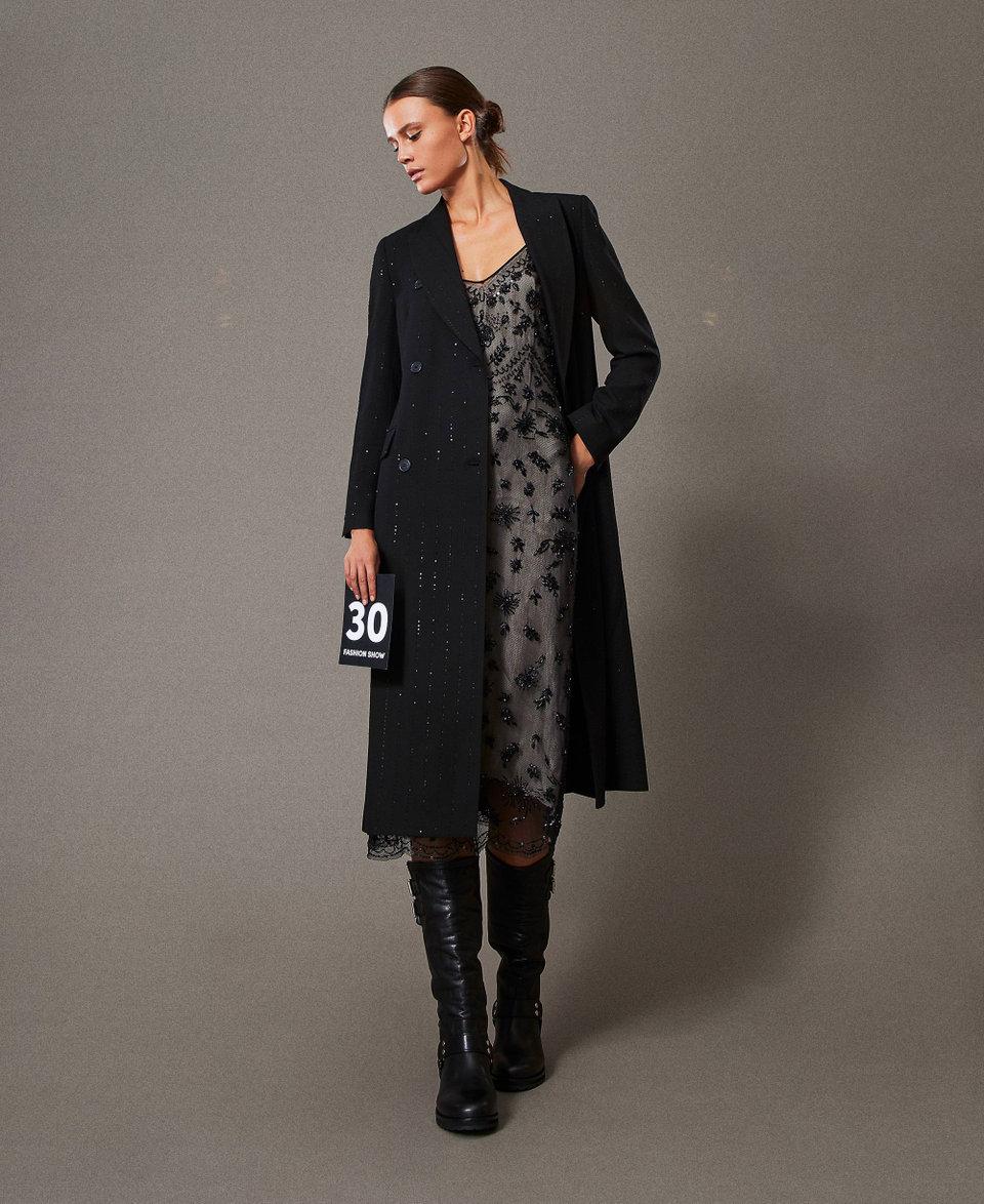 Twin Set Abito longuette in tulle con ricamo a mano Black Friday Prezzi