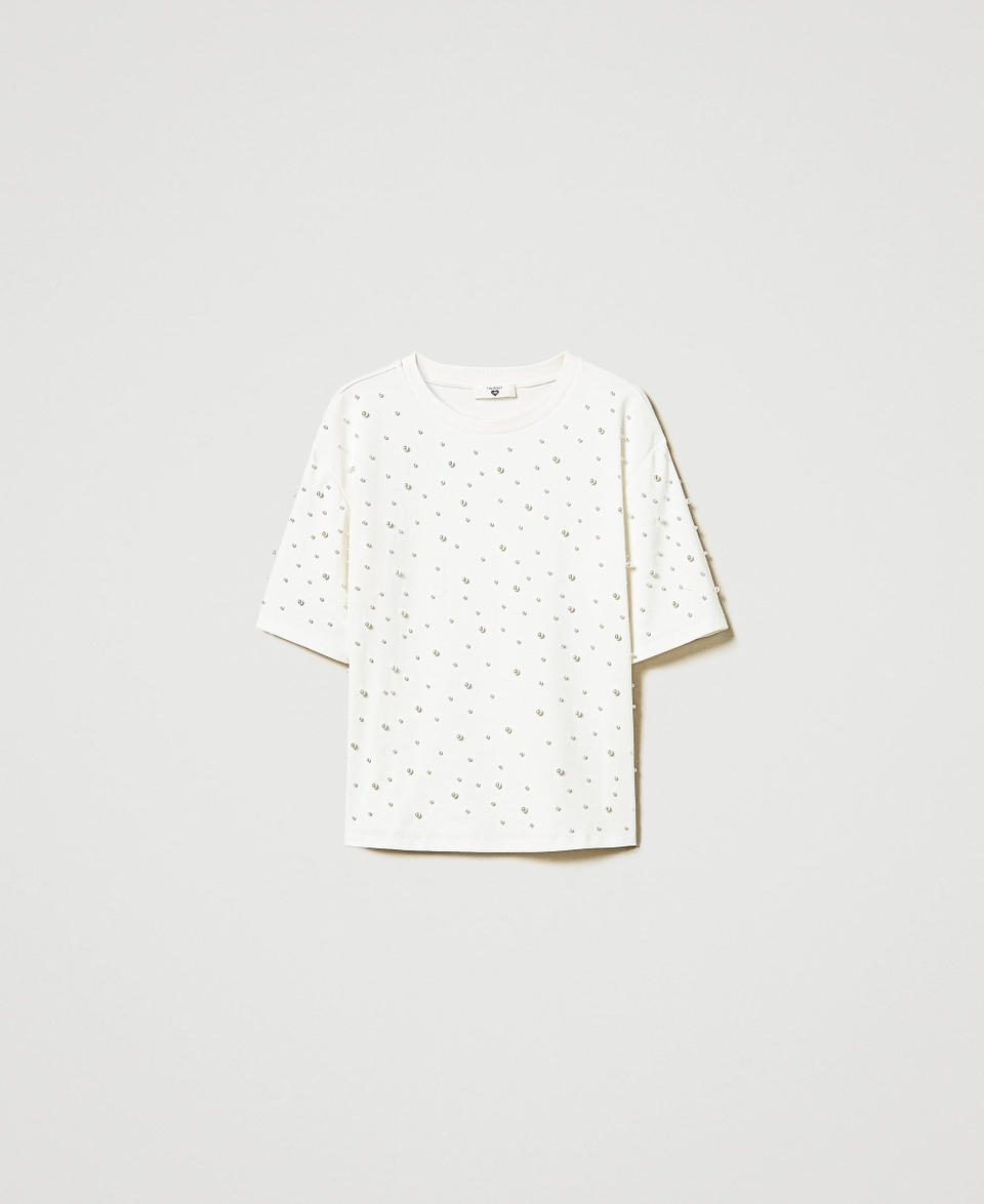 Twin Set T-shirt con perle In vendita
