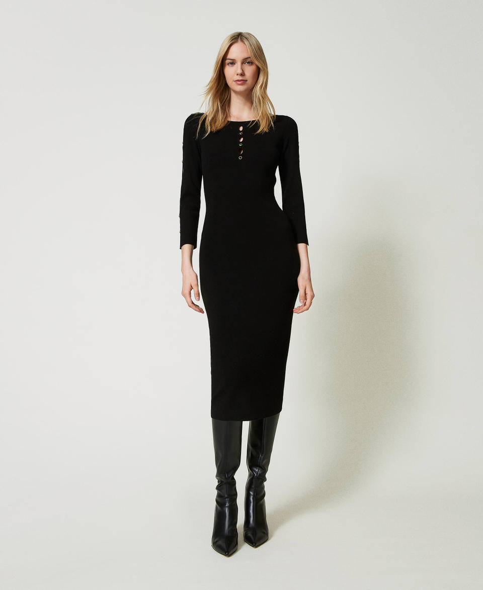 Twin Set Abito longuette in maglia con cut-out e borchie Duty-free