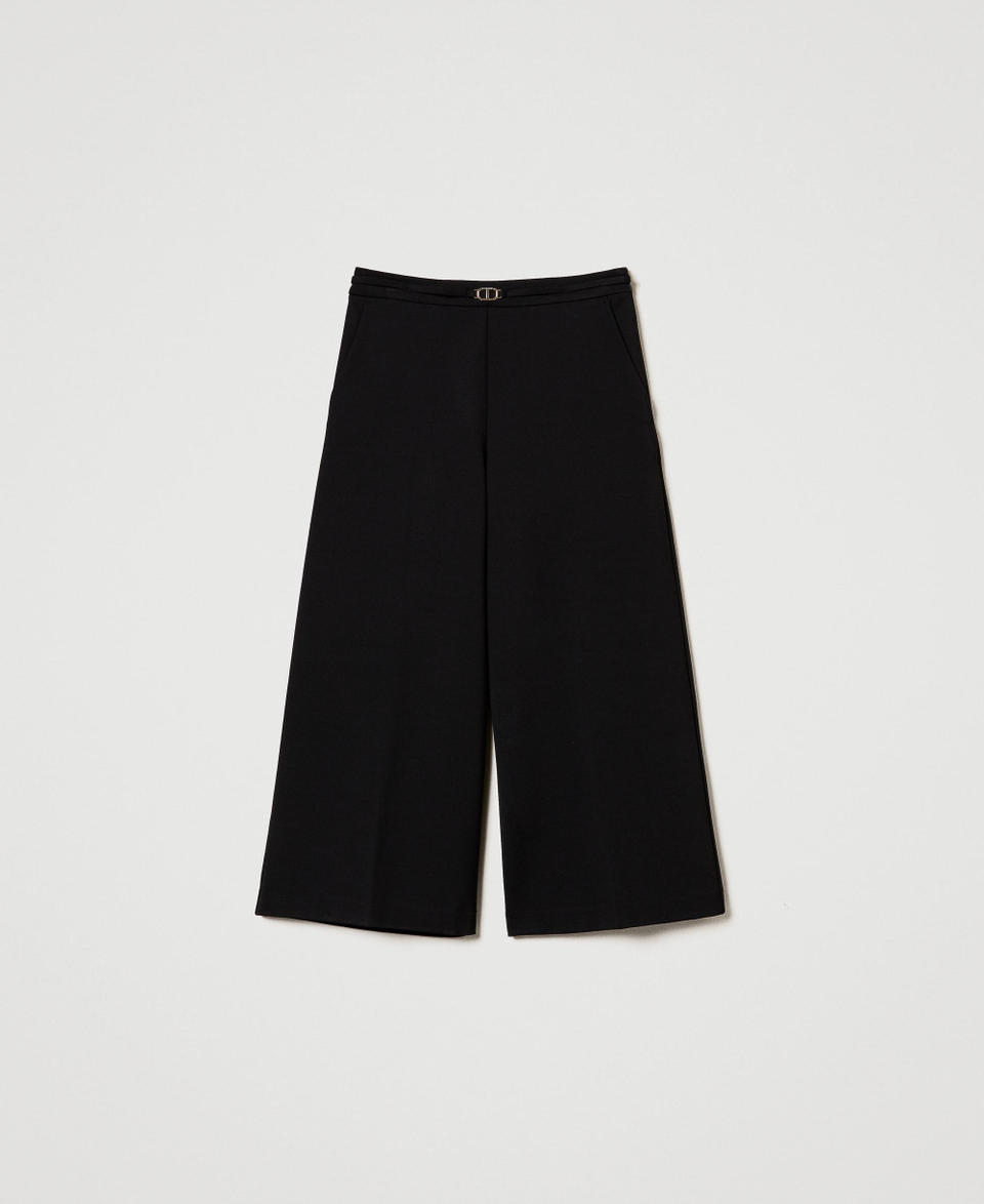 Twin Set Pantaloni cropped con cinturino Oval T Sconti questo mese