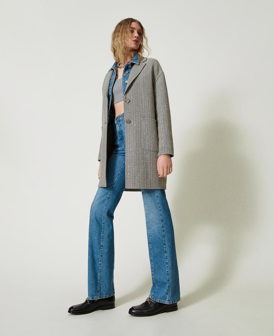 Twin Set Cappotto in panno double con paillettes Pezzi Unici
