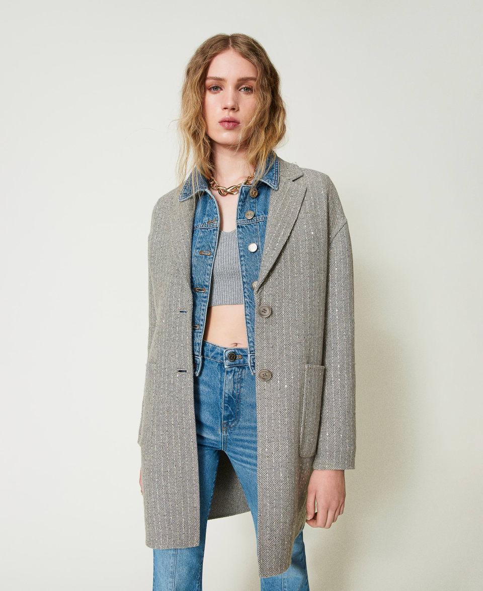 Twin Set Cappotto in panno double con paillettes Pezzi Unici