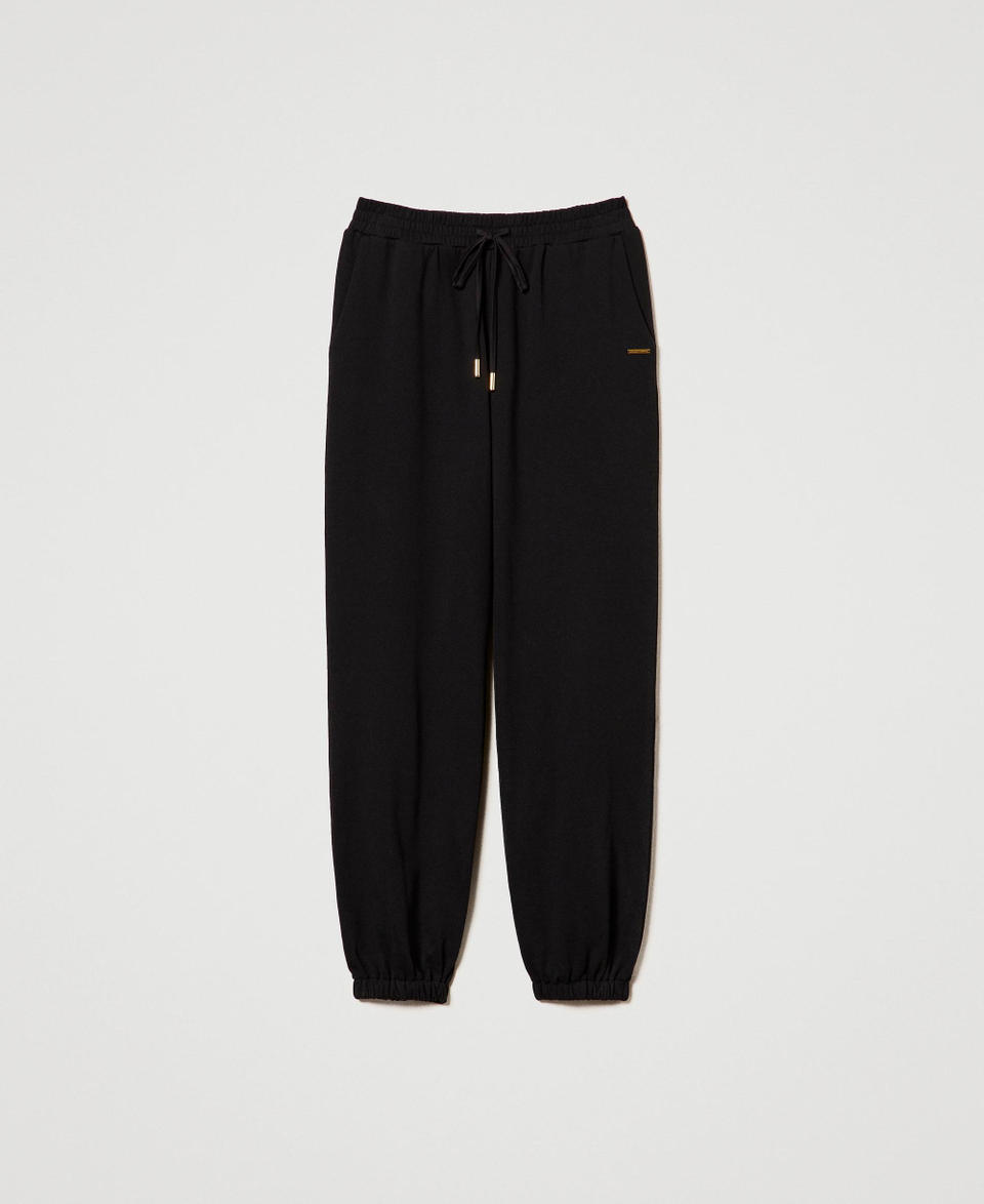 Twin Set Pantaloni joggers in felpa con raso Acquista Ora
