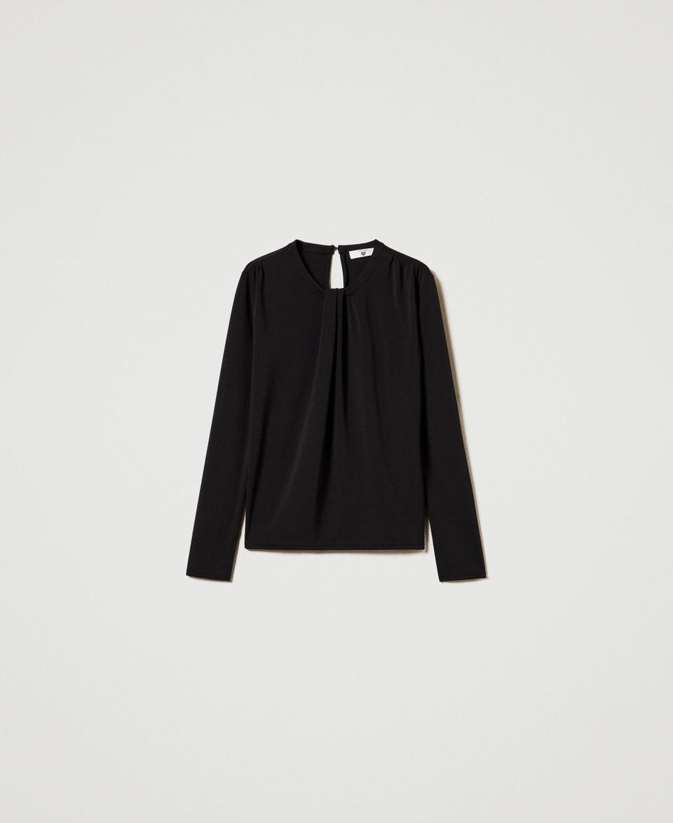 Twin Set Blusa in jersey crêpe con drappeggio Promozione Limitata
