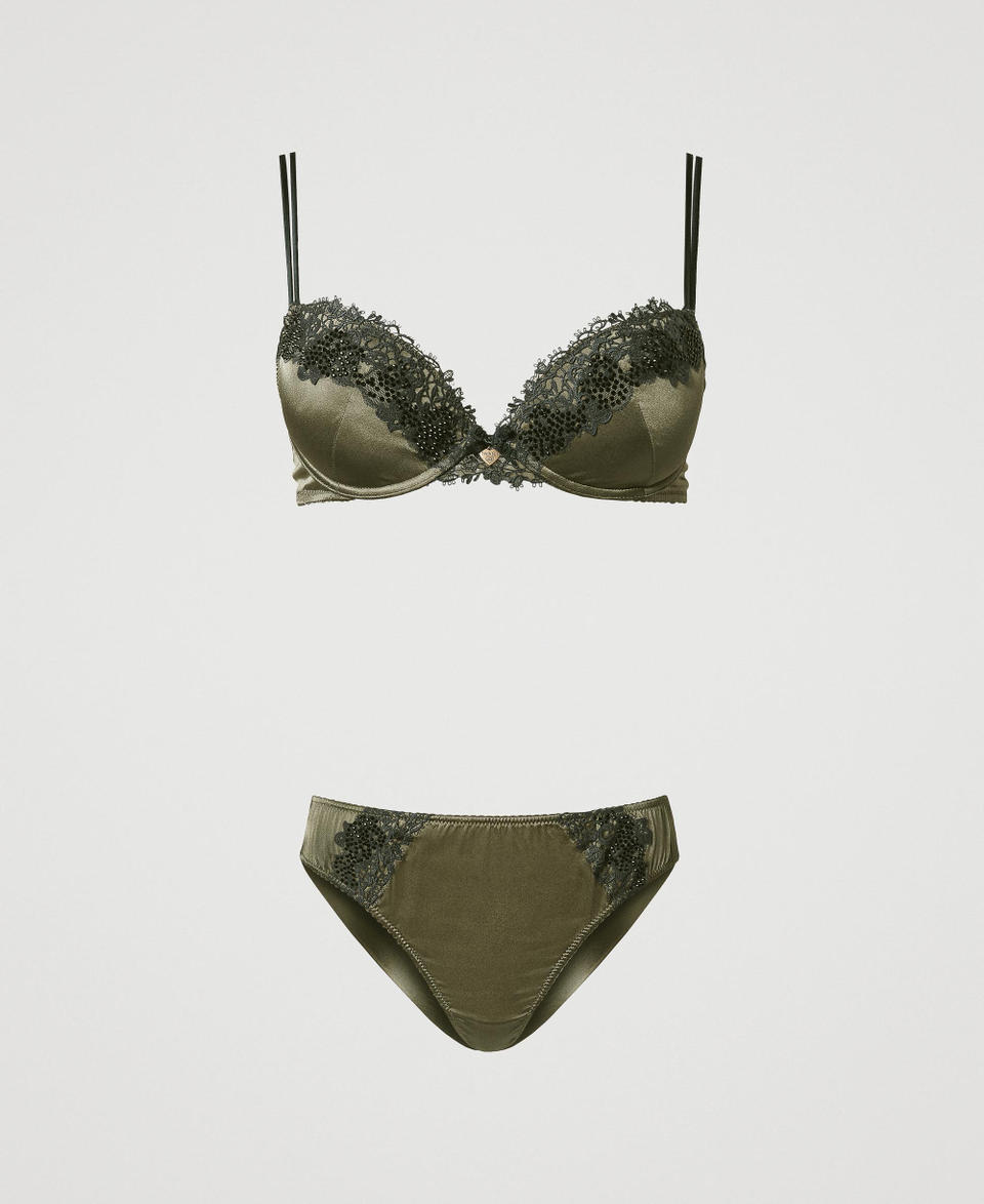Twin Set Reggiseno push-up e slip brasiliana in seta Presa