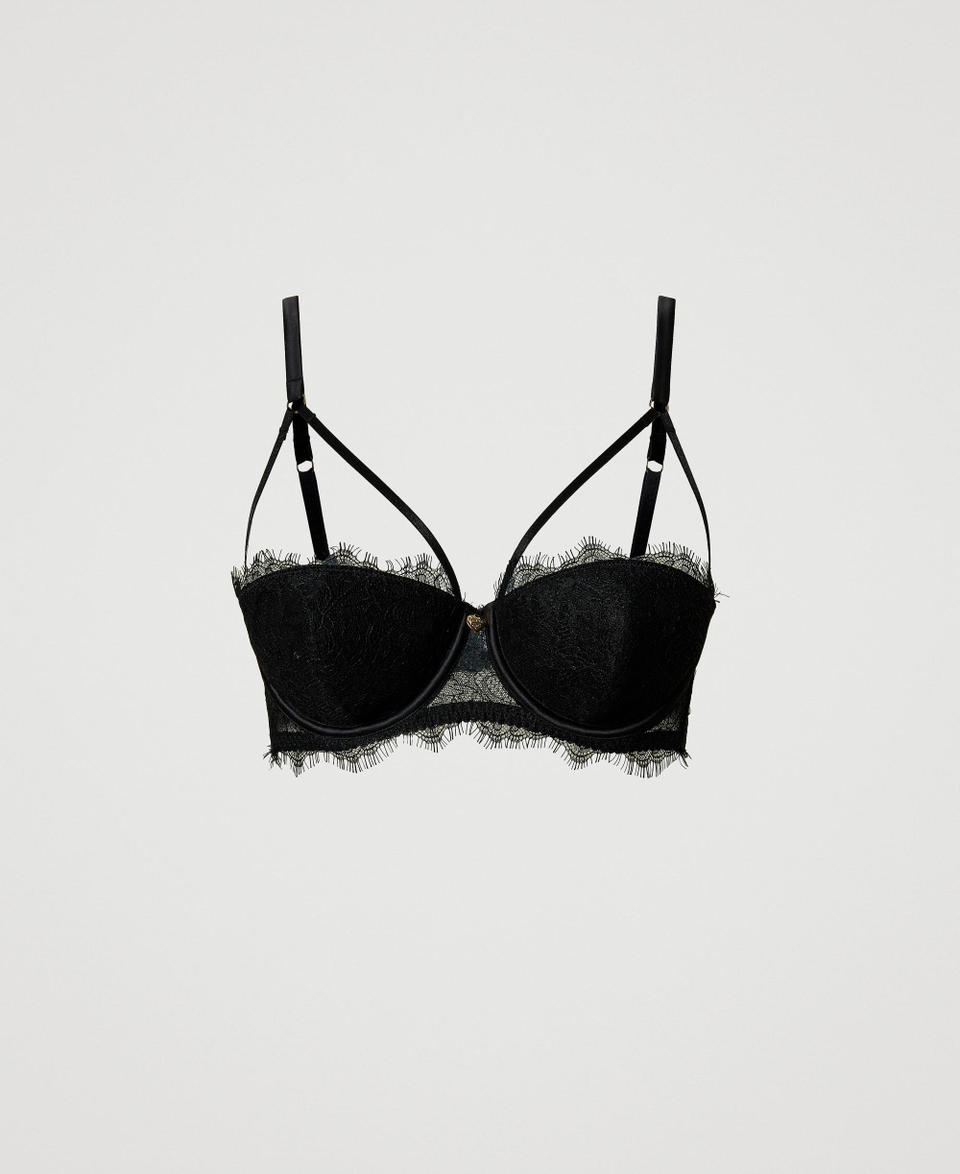 Twin Set Reggiseno a balconcino in pizzo e raso Sconto