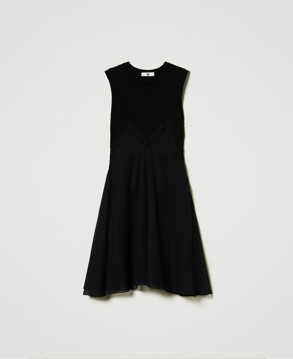 Twin Set Abito corto in maglia e georgette In Saldo