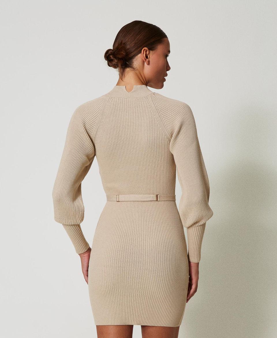 Twin Set Abito corto in maglia a costine con cintura Cyber Monday