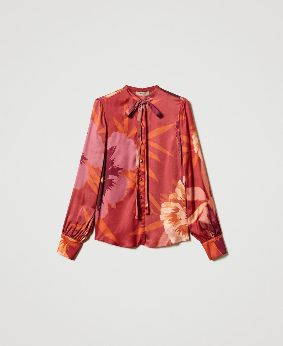 Twin Set Camicia in raso a fiori Smaltimento dello stoccaggio