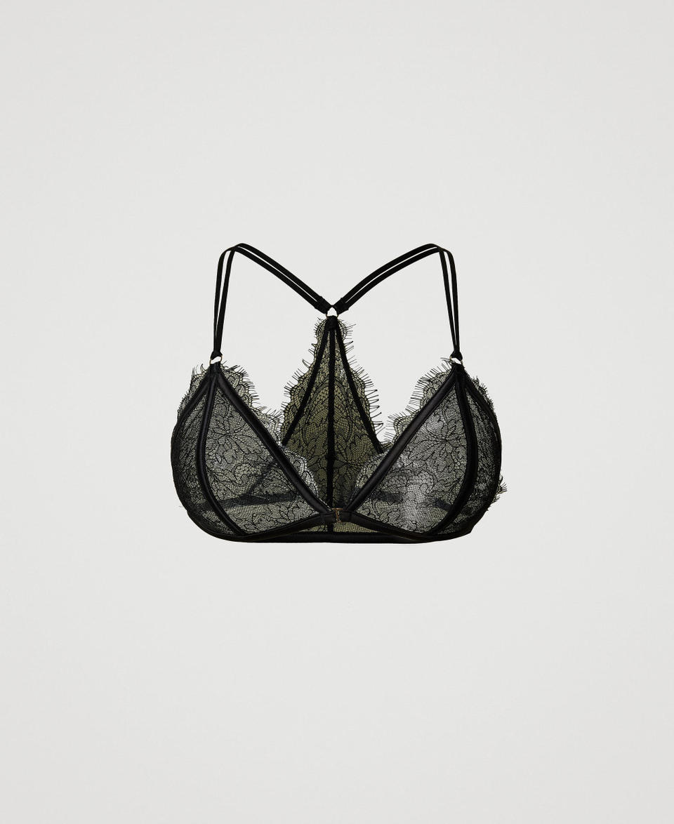 Twin Set Reggiseno a triangolo in pizzo e raso Latest fashion