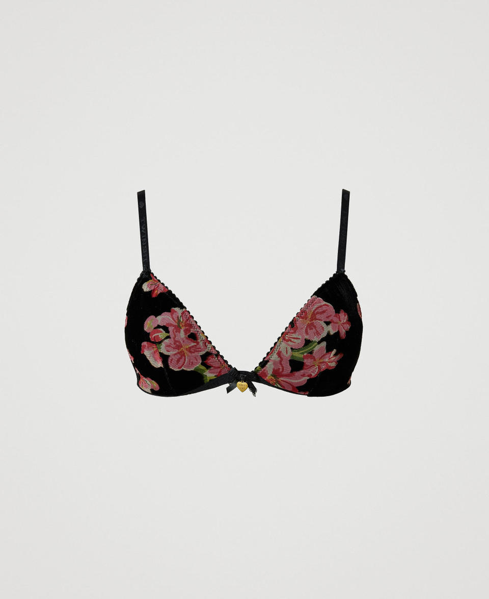 Twin Set Reggiseno a triangolo in velluto dévoré Online Outlet
