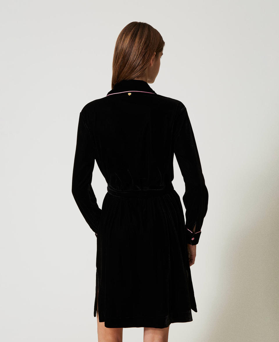 Twin Set Camicia da notte in velluto con ricamo Offerta temporanea