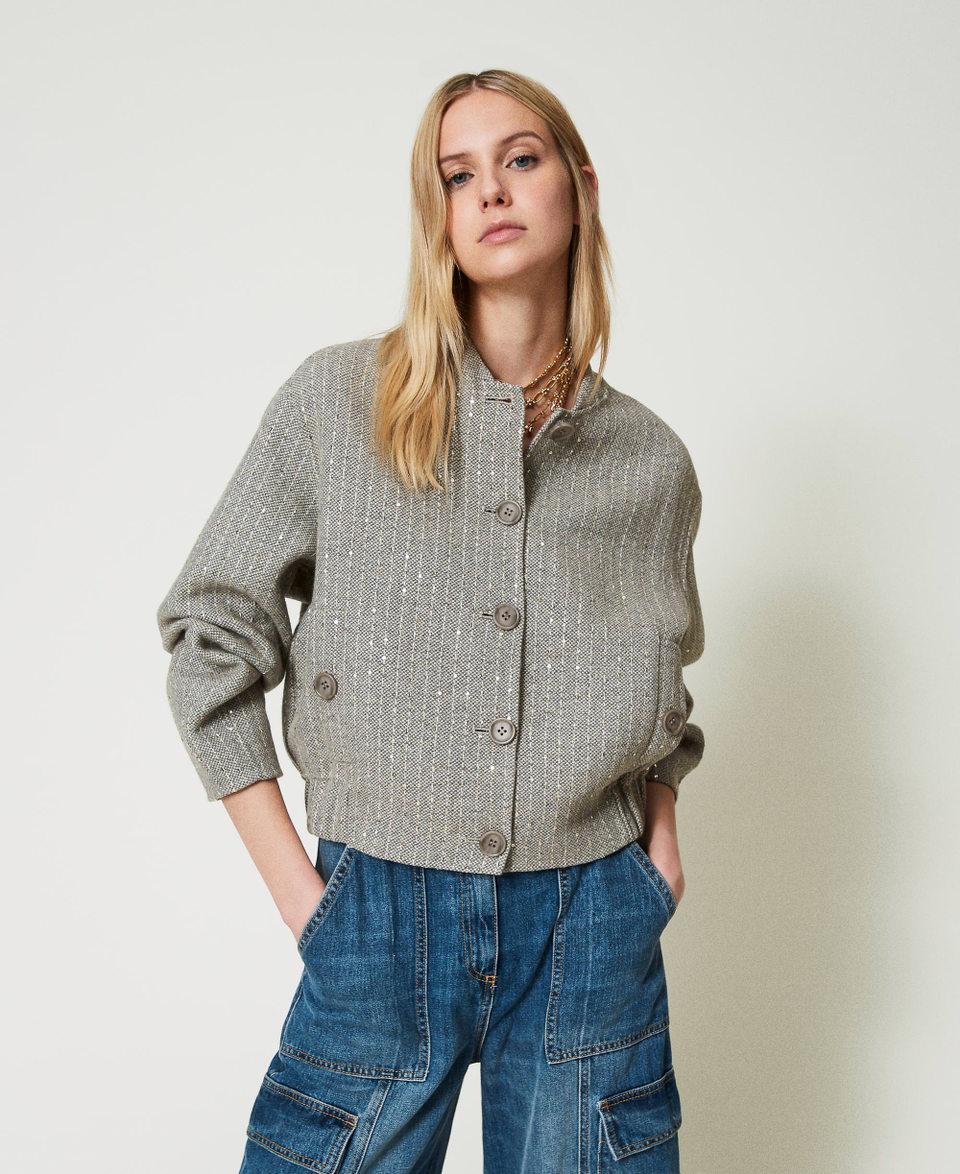Twin Set Bomber in panno double con paillettes Offerte stagionali