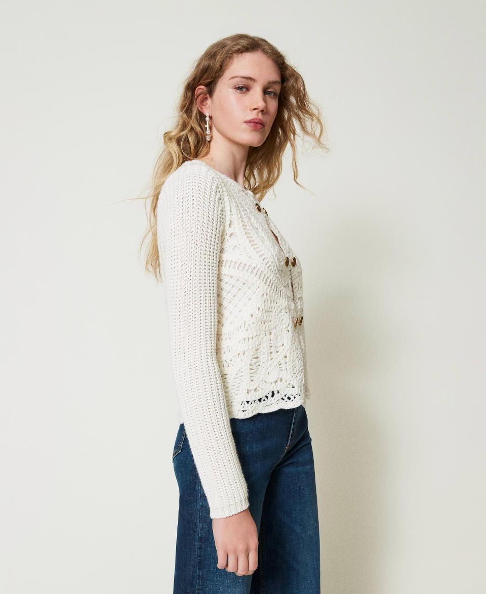 Twin Set Giacca in maglia misto lana crochet Liquidazione
