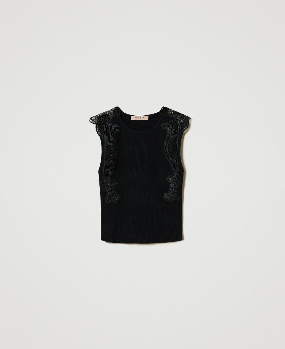 Twin Set Top in maglia con pizzo Super Saving Price