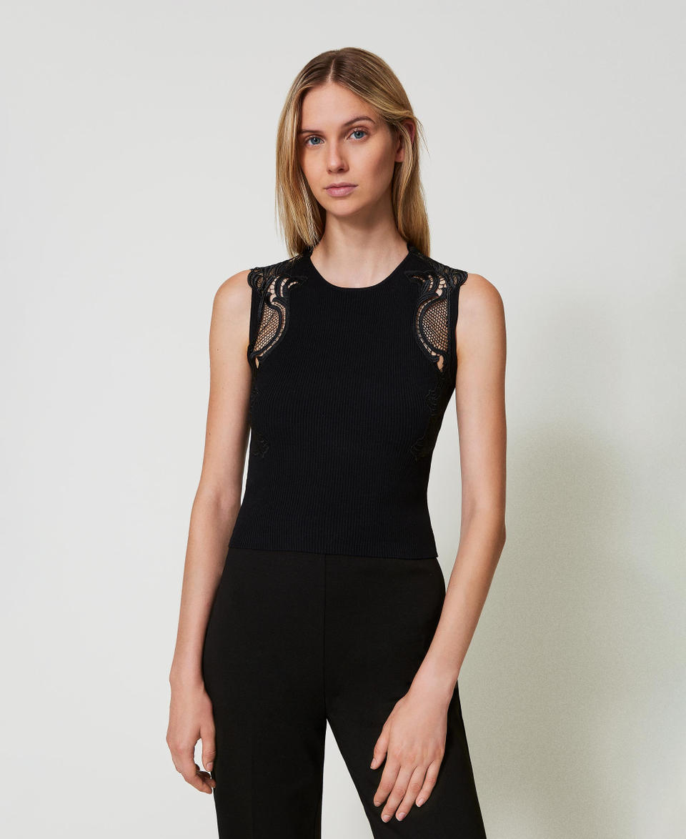 Twin Set Top in maglia con pizzo Super Saving Price