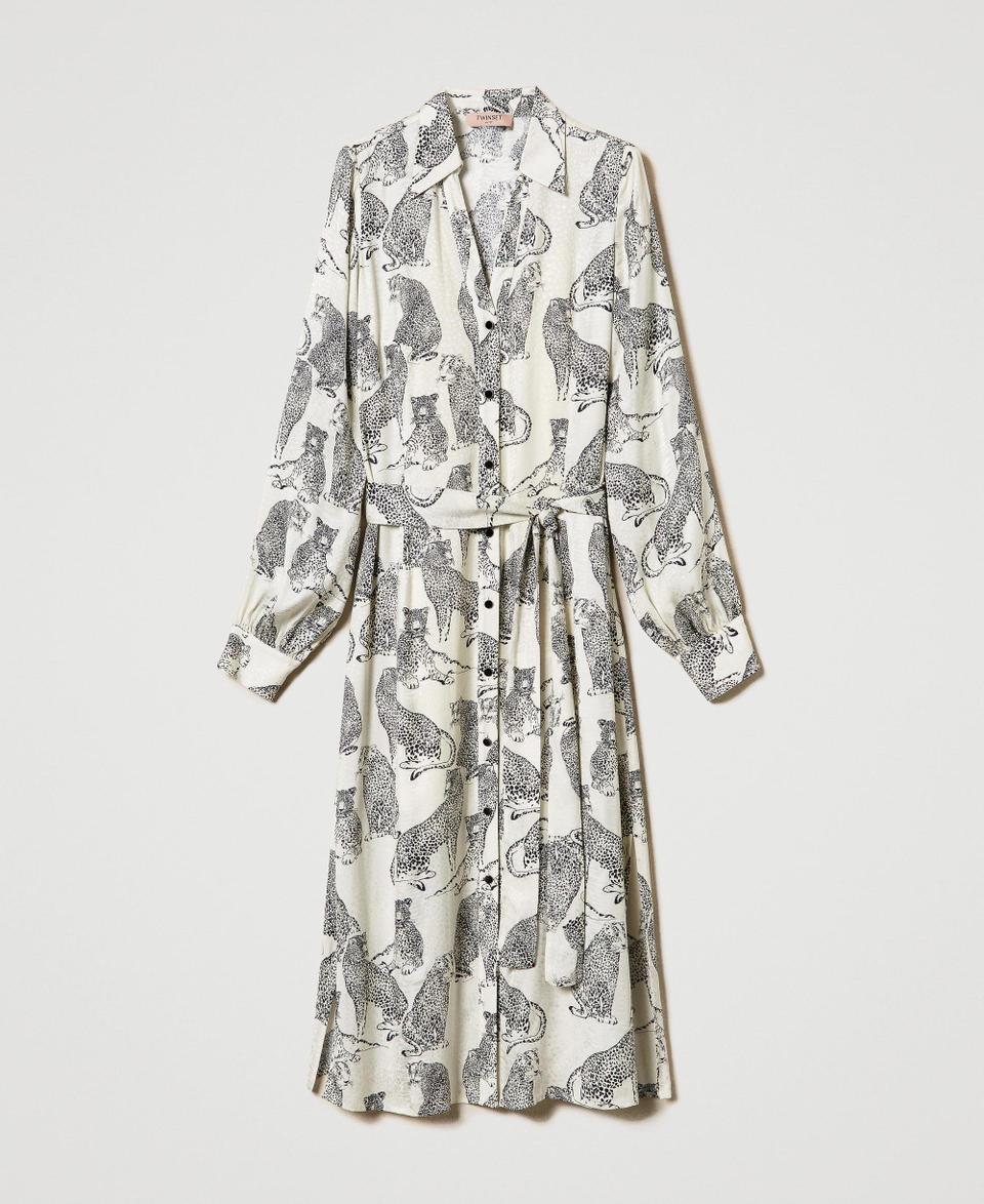 Twin Set Abito longuette jacquard con stampa giaguaro Ultimi tre giorni