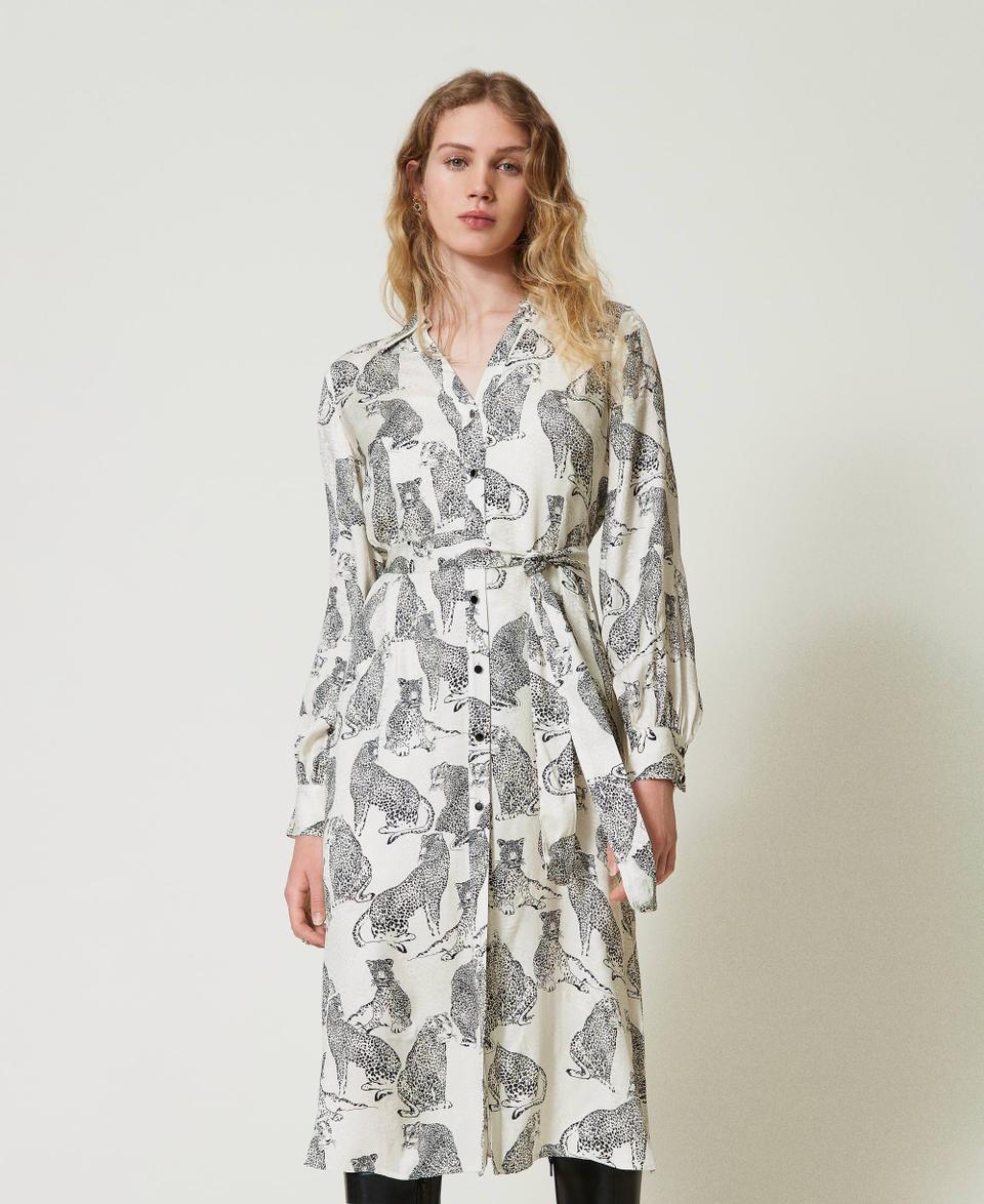 Twin Set Abito longuette jacquard con stampa giaguaro Ultimi tre giorni