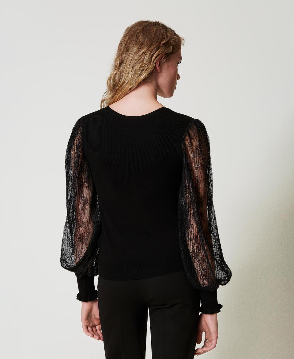 Twin Set Maglia doppio uso con maniche in pizzo ACQUISTA ORA