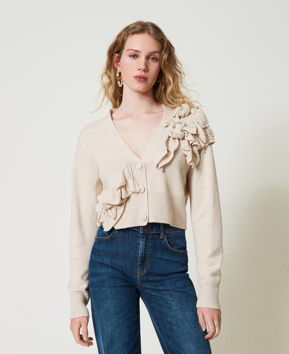 Twin Set Cardigan in misto lana con volant Ultimi due giorni