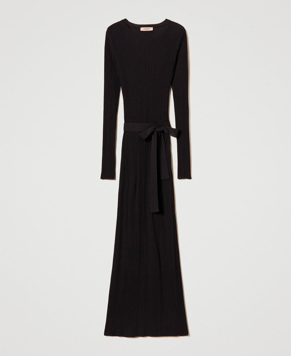 Twin Set Abito lungo in maglia a costine con cut-out Ultimo giorno