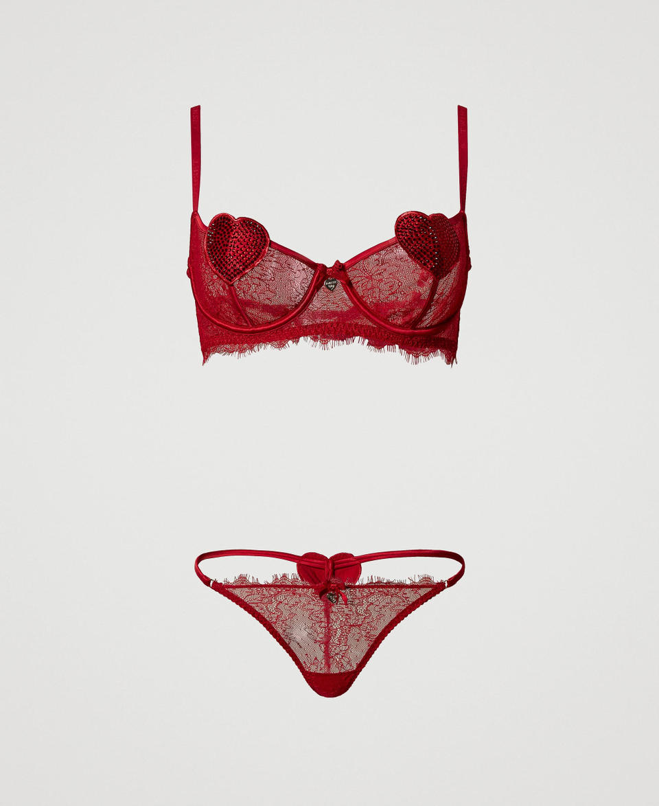 Twin Set Reggiseno a balconcino e slip perizoma in pizzo Sostegno trimestrale