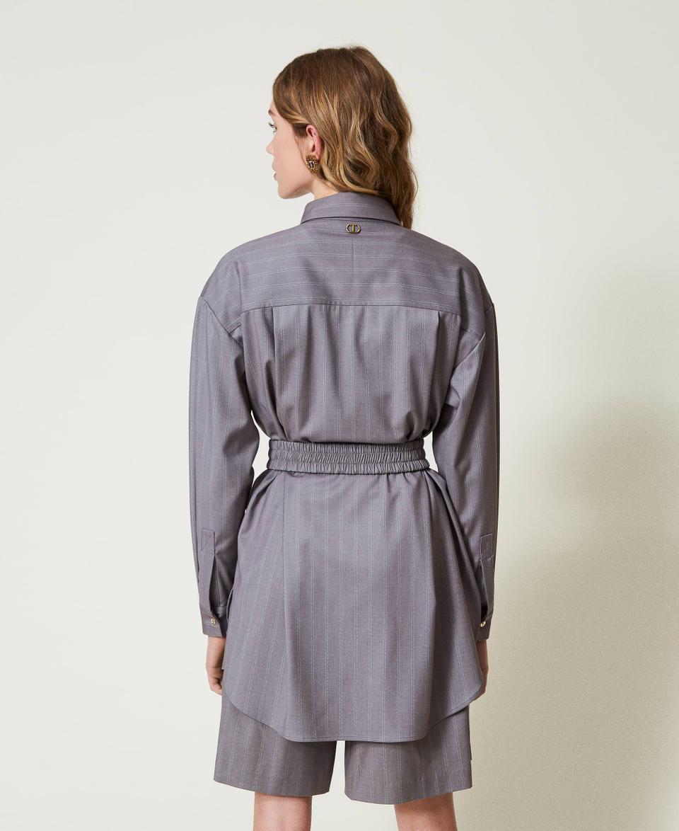 Twin Set Maxi camicia gessata con cintura In vendita