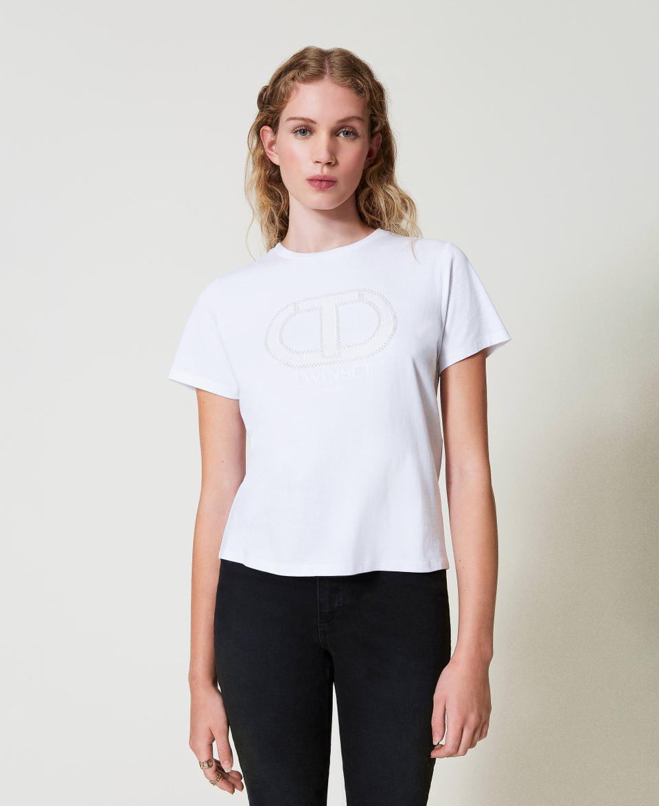 Twin Set T-shirt con ricamo logo Oval T Duty-free