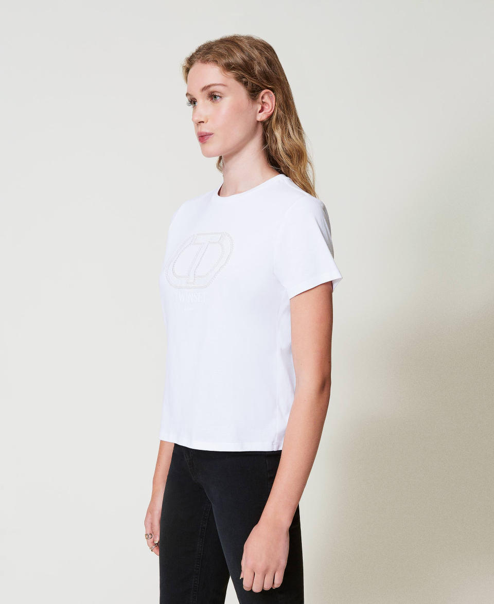 Twin Set T-shirt con ricamo logo Oval T Duty-free