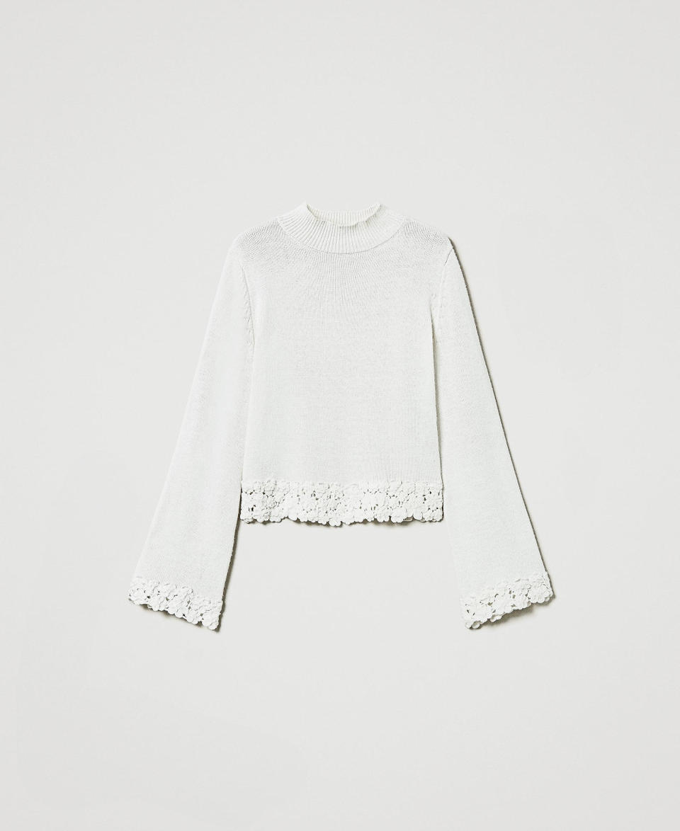 Twin Set Maglia lupetto in misto lana con ricamo Italia