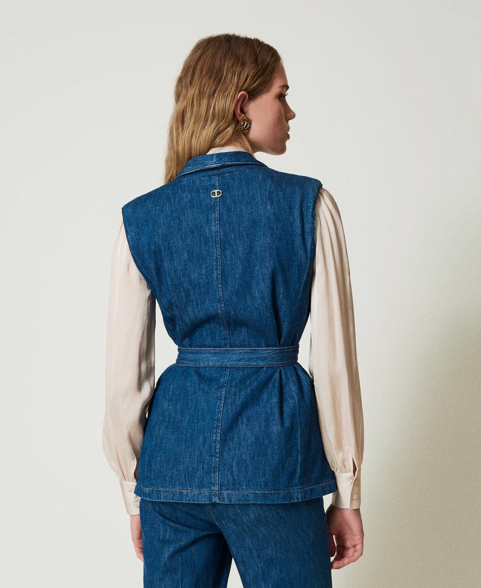 Twin Set Gilet in jeans con cintura Vendita