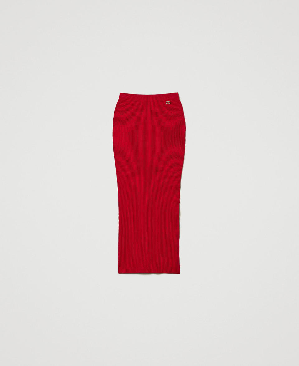 Twin Set Gonna longuette in maglia a costine Promozione