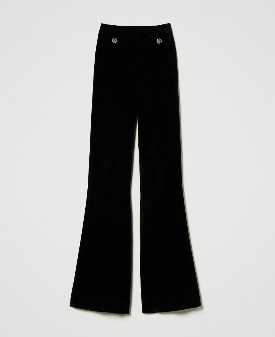 Twin Set Pantaloni flare in maglia con bottoni Oval T Consegna Veloce